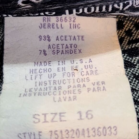 Stephanie Thomas Sport Vintage Buttondown Long Blouse Green & Black Print, Sz 16 - Picture 9 of 10